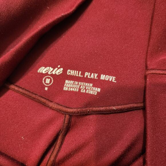 Aerie Real Me XTRA High Waist Legging Summer Burgundy Athleisure Casual Medium - Picture 9 of 10